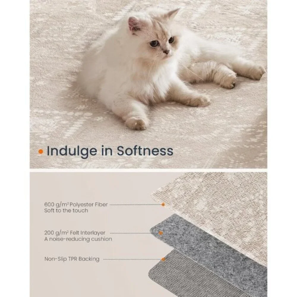 New 5x7 Cappuccino Beige Area Rug, Washable Non-Slip Carpet for Living Room